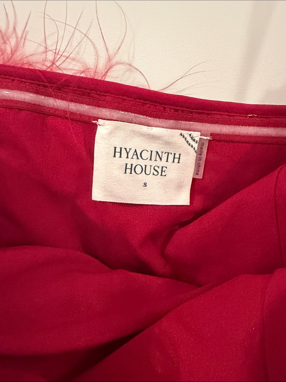 Hyacinth House Red Feather-Trim Floral Mini Dress - Picture 4 of 4